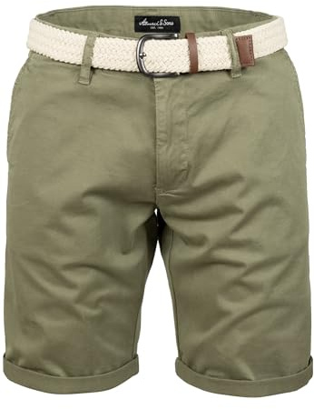 Amaci&Sons Herren Chinoshorts inkl. Gürtel Männer Kurze Bermuda Hose Regular Fit Gurt7030