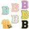 DAJISI 6PCS Chenille Letter Patches, Iron On 3D Chenille Letter Patches Stick with Gold Sequins for Clothes Hat Backpacks Phone (B)