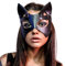 Lpitoy Masque en Cuir pour Femme, Masque De Chat, Demi-Visage, Masque d'animal, Masque De Mascarade Noir, Masque De Cosplay pour Femmes Adultes