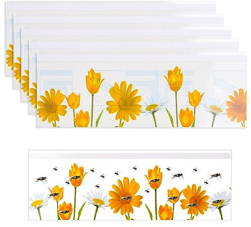 30 Stück Fenster Fliegenfalle für Innenbereich Blumendesign Fliegenfänger Fenster,Fenster Fliegenfallen Kleber Klebrige Fenster Insektenfalle für den Innenbereich Mehrweg, wasserdicht (Color-2)