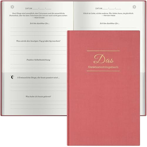 Ein paar Minuten Tagebuch, Tagebuch für Erwachsene, Dankbarkeitstagebuch, Tägliches Journal mit Prompts für Glück, Achtsamkeit, Positivität, Wellness, Undatiert Journal für Frauen & Männer, Maya-Rot