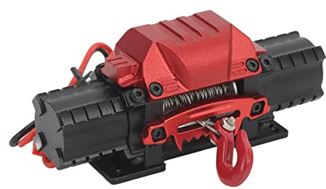 Tbest RC Car Winch, Aluminium Alloy Electic Metal Winch Model RC Model Winch RC Car Dual Motor Winch for RC Cars (Black)