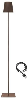 beper P201UTP405 Lampada da terra XL con altezza regolabile, Lampada da scrivania 2,5W, Lampada ricaricabile cavo USB type-C, 3 tonalità di Luce, Corten
