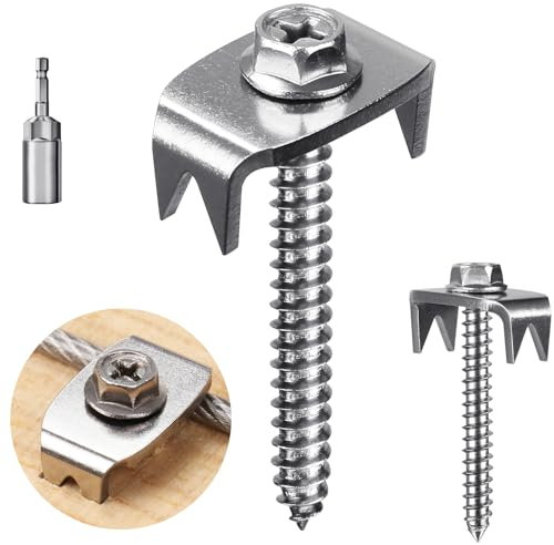 SELEWARE 100 pezzi in acciaio inox per recinzioni in legno tenero, chiodi riutilizzabili per recinzione a doppia asta e recinzioni intrecciate, chiusure per recinzione con fissaggio a filo