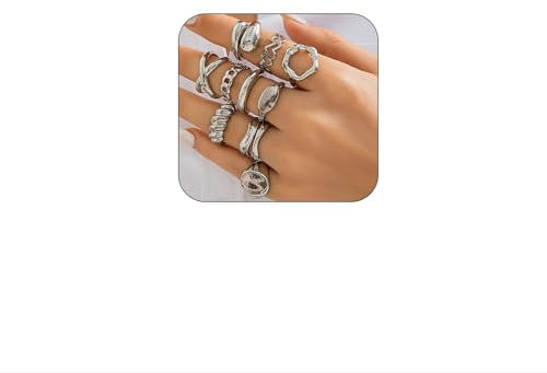 Goiern 10 Stück Silver Massive Ring-Set Justierbar Offener Endring für Frauen Dicke Kuppel Massive Ringe Schmuck für Mädchen