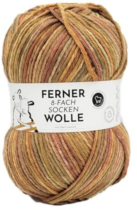Ferner Wolle 8-fach Sockenwolle mit mulesingfreier Merinowolle | dickes Sockengarn mit Farbverlauf | Strumpfwolle 8-fädig (780/24)