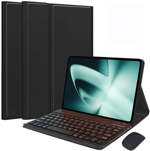 HEKUEUN Custodia con Tastiera per OnePlus Pad 11.61 Pollici 2023, Tastiera Bluetooth Wireless Magnetica Staccabile con Mouse, Custodia Ultrasottile Multi-Angolo A Libro