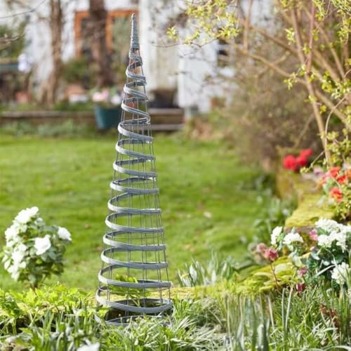 Garden Mile Grand treillis en métal pour plantes grimpantes - En forme de cône - En rotin synthétique - 1,2 m