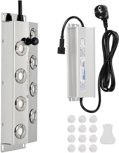 MUYIRTED 8 Köpfe Ultraschall Vernebler 6400 Ml/H Nebler, Nebelmaschine Outdoor Und Indoor, Mist Maker Fogger Für Teich, Luftbefeuchter Für Glasbehälter, 350W Wasserdichtes Netzteil