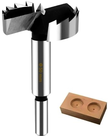 GLRYD Forstnerbohrer für Holz Ø 50mm, 10mm Schaft, Holzbohrer aus HRC50-Hochleistungs-Kohlenstoffstahl Wellenförmige Schneidkanten, Extrem Scharf, Präzise Zentrierung, für Hartholz,Faserplatten