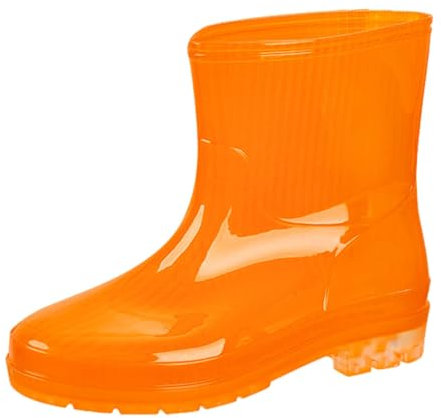 Stivali da pioggia da donna, a mezza altezza, in gomma, antiscivolo, impermeabili, per donne, Colore: arancione., 43 EU