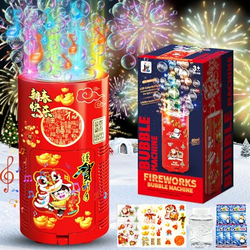 ZZXLOPEZ Feuerwerks Seifenblasenmaschine (13 Löcher) mit Lichtern, Automatischer Feuerwerk Seifenblasenhersteller, Wunderkerzen Geburtstagsdeko für Kindergeburtstag Hochzeit Party Garten Karneval