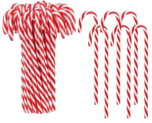 XXHUO 24 Pcs Candy Cane Christmas Tree Decorations, Candy Cane Ornaments 15cm Acrylic Christmas Decorations Candy Canes Ornaments For Xmas Party Gift Crafts Indoor Outdoor Home