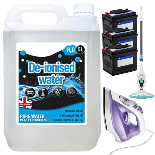5 Litre Deionised Water Mineral-Free | Ideal For Batteries, Steam Irons & Cleaning Multi-Purpose Distilled Water