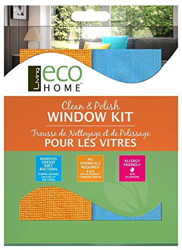 Living Eco Home Greener Cleaner Window Kit,Microfibre, 2 cloth pack