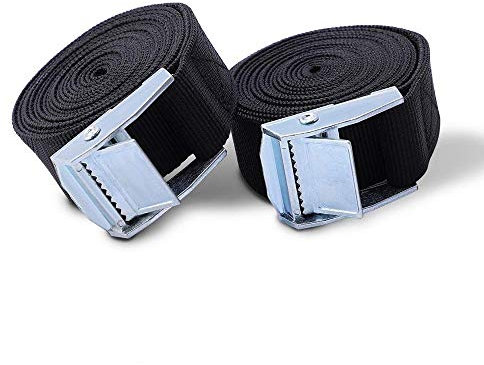 SAIYU Zurrgurt Verstellbare Ratsche Zurrgurte Hochleistungs Spanngurte Ladegurte mit Schnellspanner für LKW Fahrrad Bootsanhänger Superkajak Autotransportgurt (Schwarz, 2er Pack, 3M x 25mm)