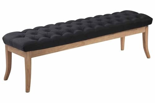 CLP Sitzbank Ramses mit hochwertiger Polsterung und Stoffbezug I Bank mit antik-Hellen Holzbeinen I Holzbank mit Einer Sitzhöhe von: 46 cm, Farbe:schwarz, Größe:150 cm