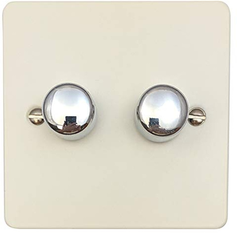 G&H FW512-PC Flat Plate Matt White 2 Gang 1 or 2 Way V-Pro LED Dimmer Switch