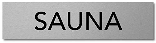 Interluxe Türschild Sauna 200x50x3mm, Schild aus Aluminium, selbstklebend, für Saunabereich, Wellness und Spa im Hotel, Pension, Ferienhaus