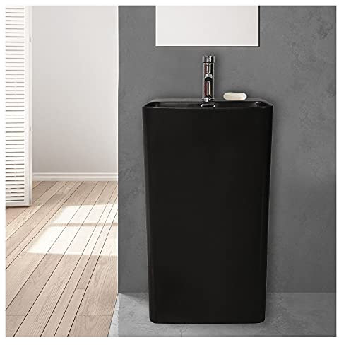 MOB-IN Lavabo Colonne Totem Céramique Noir H85 EKO