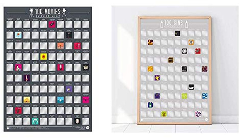 Gift Republic 100 Movies - Scratch Off Bucket List Poster & 100 Gins Bucket List Scratch Poster, GR630025