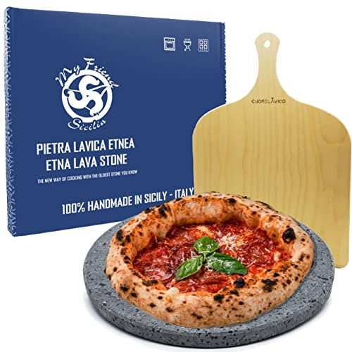 - SET PIZZA LAVICA ETNEA PIZZA + PIZZA - RONDE DIAMÈTRE 35 cm - CUISSON SAINE ET NATUREL (Pierre de lave + Pelle)