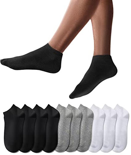 YouShow Sneaker Socken Herren Damen 10 Paar Kurze Halbsocken Quarter Baumwolle Unisex (39-42, Schwarz Weiß Grau)