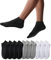 YouShow Sneaker Socken Herren Damen 10 Paar Kurze Halbsocken Quarter Baumwolle Unisex (39-42, Schwarz Weiß Grau)