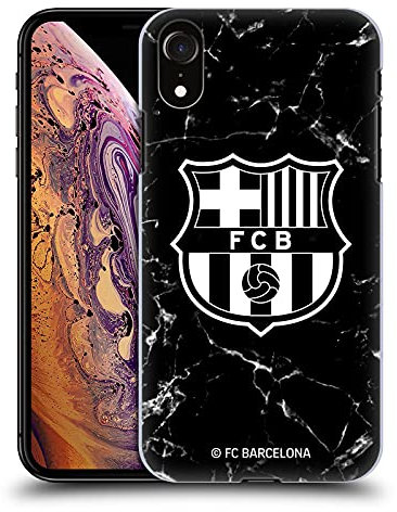 Head Case Designs Licenza Ufficiale FC Barcelona Marmoreo Nero Stemma Modelli Custodia Cover Dura per Parte Posteriore Compatibile con Apple iPhone XR