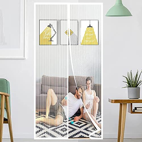 Zanzariera Magnetica 100x240 cm - Zanzariere Magnetiche Rete, Anti Insetti, Traspirante, Chiusura Automatica, per Porte d'Ingresso, Porte, Cortili (Bianca)