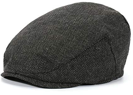 Faletony Herren Flat Cap Schiebermütze Baskenmütze Gatsby Newsboy Cap Fischgrätenmuster Fahrkappe, Größe 56cm-58cm (Schwarze und graue Streifen)