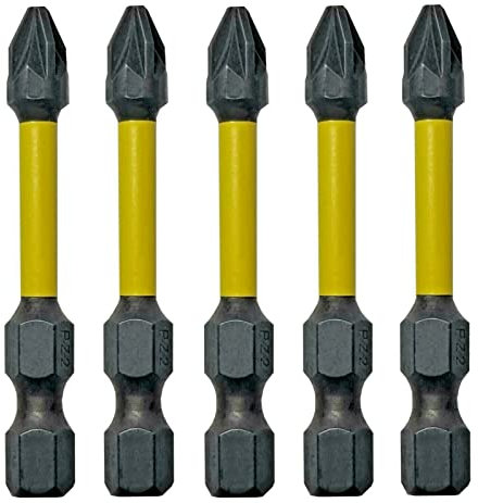 Pipestation Juego de 5 puntas de destornillador de impacto PZ2 de 50 mm Pozidriv POZI No.2 brocas endurecidas resistentes para tornillos de conducción y fijaciones compatibles con Dewalt, Milwaukee,