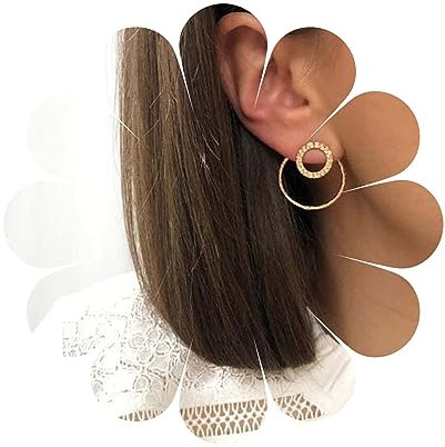 Yheakne Geometrische kreisförmige Ohrringe - Vintage runde Ohrstecker - Doppelseitige Ohrringe - Schmuck für Frauen und Mädchen