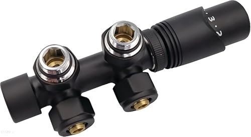 Kit multibloc pour radiateur - Robinet de raccordement avec thermostat - Noir