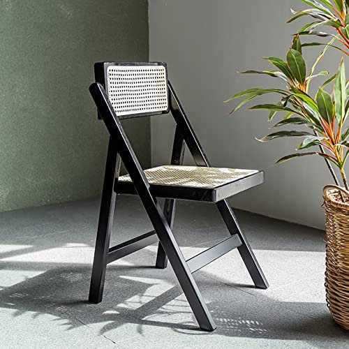D2FASHION Gartenstühle Camping Chair Foldable Klappstuhl Outdoor Balkonmöbel Holz, Wiener Geflecht Balkonstühle Hochlehner Gartenstuhl Bis 150 Kg, Garden Dining Chairs (Color : Black)