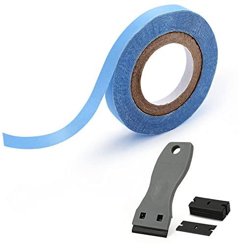 EHDIS Tape Extensions Klebeband, Für Perücke & Haarverlängerungen, Doppelseitiges Klebeband Ersatz Tapes, Ersatztapes für Extensions, mit Mini Kunststoff Schaber, 0.8cm x 3Yards
