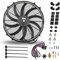 FGJQEFG 16 Inch Black Universal Slim Fan Push Pull Electric Radiator 12V 120W High Performance Cooling Fan with Thermostat Wiring Switch Relay Mount Kit