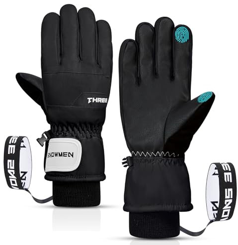 Durio wasserdichte Handschuhe Herren Damen Touchscreen Skihandschuhe Thermohandschuhe Winter Damen Winterhandschuhe Fahrradhandschuhe Schwarz M