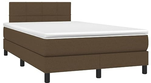 vidaXL Boxspringbett mit Matratze LED Bettgestell Doppelbett Bett Polsterbett Hotelbett Lattenrost Bettrahmen Schlafzimmerbett Dunkelbraun 120x200cm Stoff