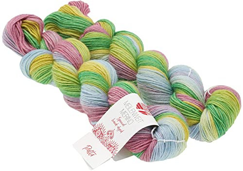 Lana Grossa - Meilenweit 50g Merino Hand-Dyed Special 0226 beere graublau ockergelb jade 50 g