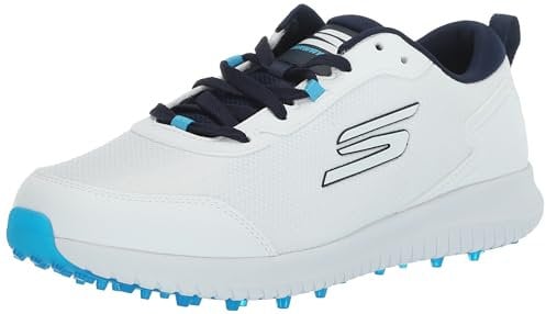 Skechers Mens Max Fairway 4 Lightweight Spikeless Golf Shoe, White/Navy, 12 UK Wide