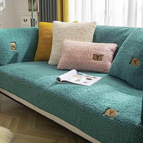 YWQJL Samt Sofabezug Sofaschoner rutschfest 1 2 3 4 Sitzer,l Form Sofaüberwurf,Sofa Überzug Ecksofa Pets Dog Couch Überzug Couch Überzug Sofa Überwurf (Grün, 70x70cm)