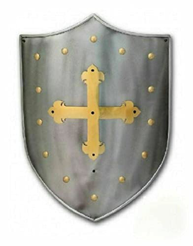 Mittelalterliche Rüstung Schild Templer Kreuz Schild Silber Kreuzritter Schild Kampf Krieger Schild Reenactment LARP Rüstung Schild Cosplay Kampfschild Halloween