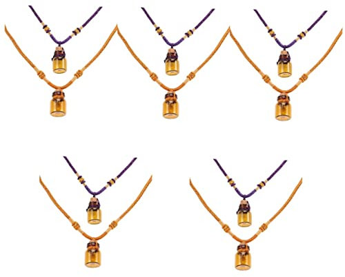 Healeved 10pcs Essential Oil Bottle Pendant Necklaces Stylish Aroma Diffuser Jewelry for Car and Home Decor Empty Perfume Diffuser Bottles Yellow and Purple Capacity