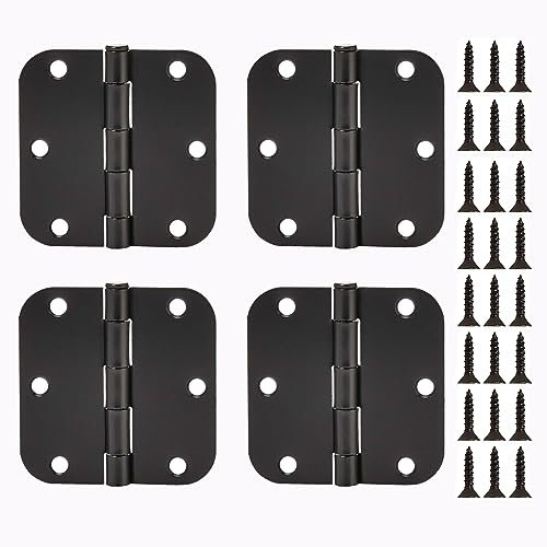 KOVNISE 4 Paquete 4 Pulgadas Bisagras de Puerta de Cobertizo de Servicio Pesado Bisagras de Correa de Puerta Herrajes Forjados de Hierro Negro Para Cobertizo de Madera Puerta de Granero