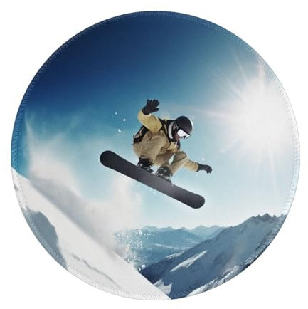 Snowboarden Druck Runde Mauspad Mauspad Rutschfestes Gummi Gaming Mauspad 8 Zoll