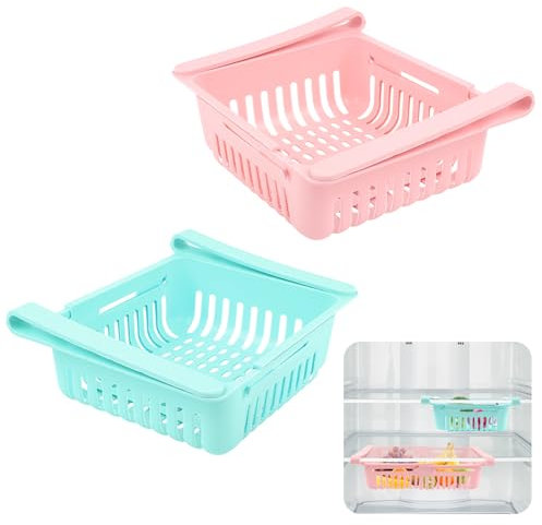 VFANDV Frigoríficos Organizadores de Cajones, 2 Piezas Organizador Nevera Retráctil Caja de Almacenamiento del Refrigerador Estante Caja de Almacenamiento del Refrigerador Mantenga