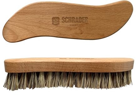 Schrader Schmutzbüste - Vegane Scheuerbürste zur Reinigung von Holz, Fliesen und Leder - Aus Buchenholz und Naturfaser - 20 x 5 cm - 1 Stück
