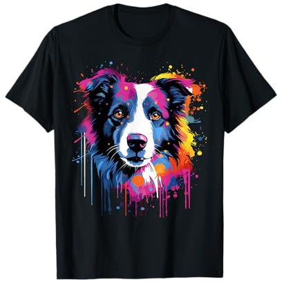 Niedlicher Border Collie Hund auf bemaltem Border Collie T-Shirt