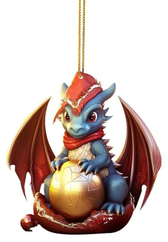 Weihnachtsdeko Innen Weihnachtskugeln Cooles 2D-Drachen-Weihnachtsornament, Bezaubernde Hängedekoration für die Festliche Jahreszeit Baumschmuck Weihnachten (A, One Size)